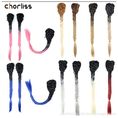 FashionBlack Ombre Wholesale Synthetic Hair Weave Drawstring Ponytail Hair Fishtail Braid Clip In Ponytail Hair Pieces For Woman